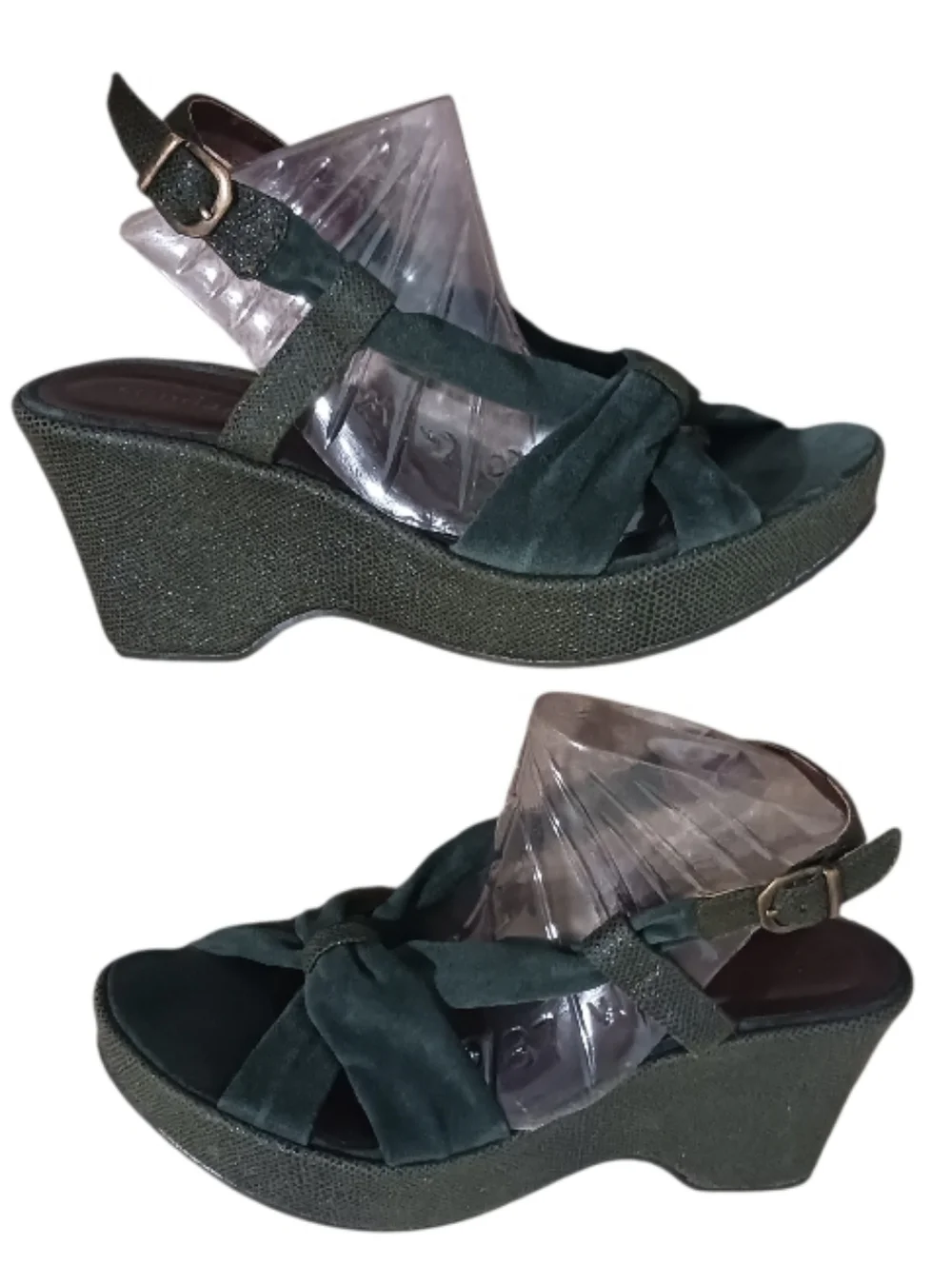 Sundance Wedge Platform Slingback Sandal Embossed 9.5/10